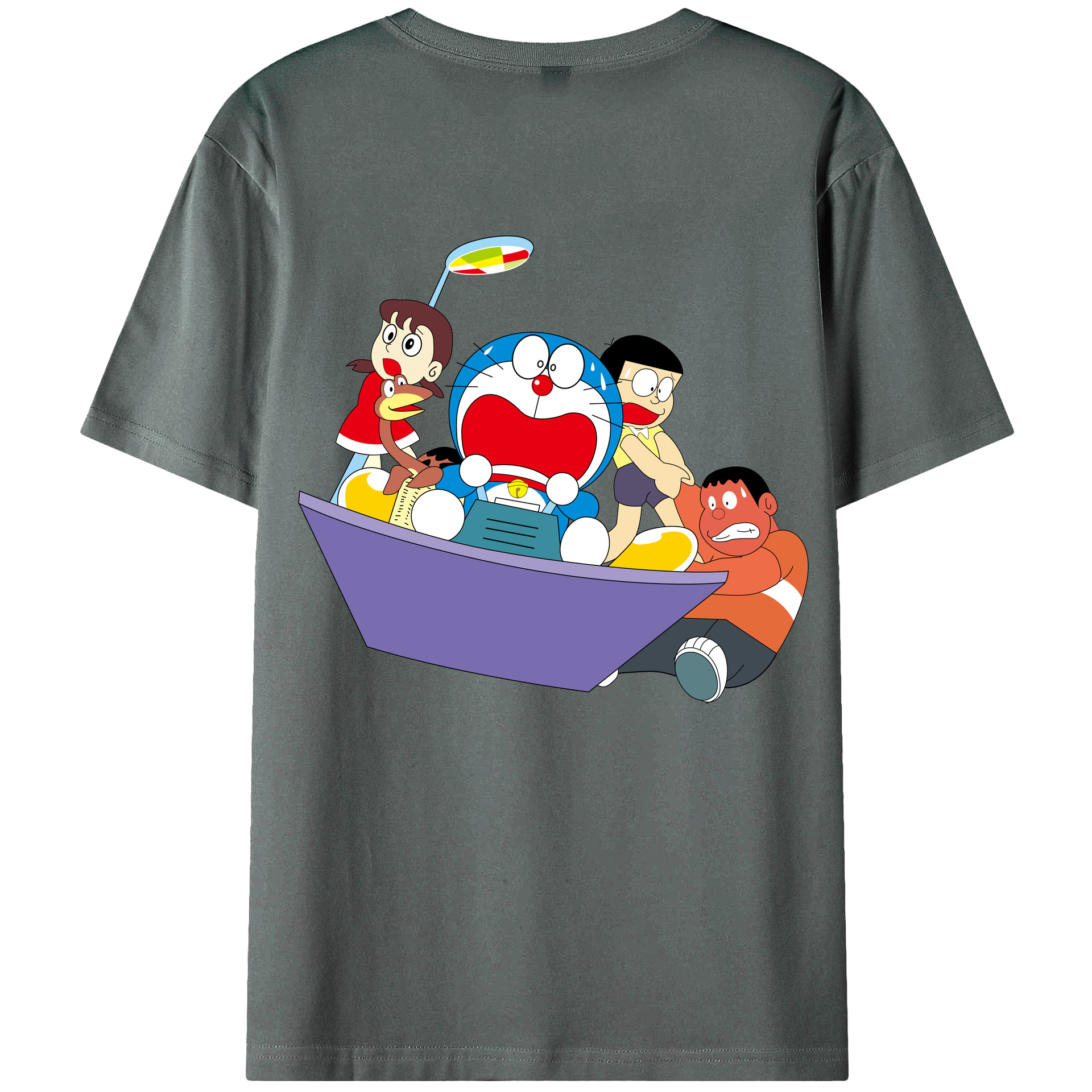 （画像用） ドラえもん Doraemon 綿100％ メンズ半袖Tシャツ（バックプリント） 通気性